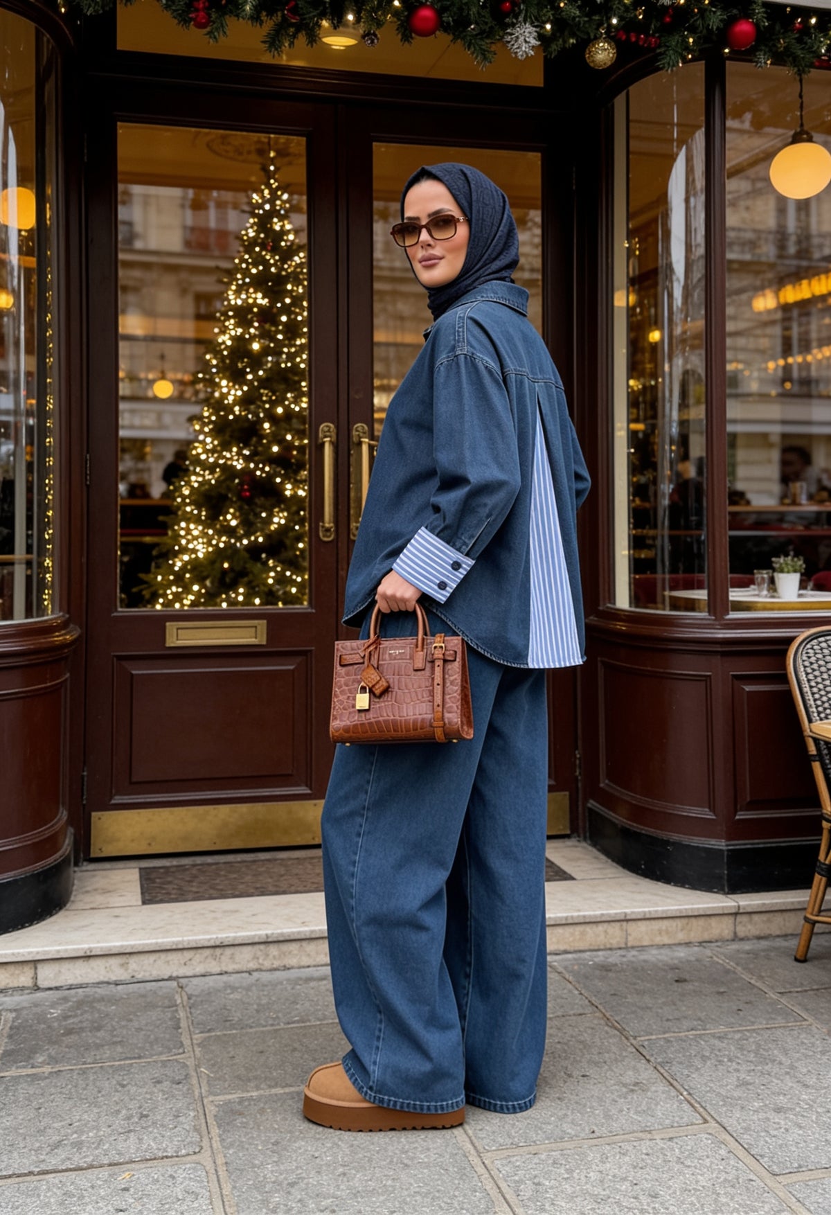 Aden Asimetrik Kesim Denim İkili Takım Mavi