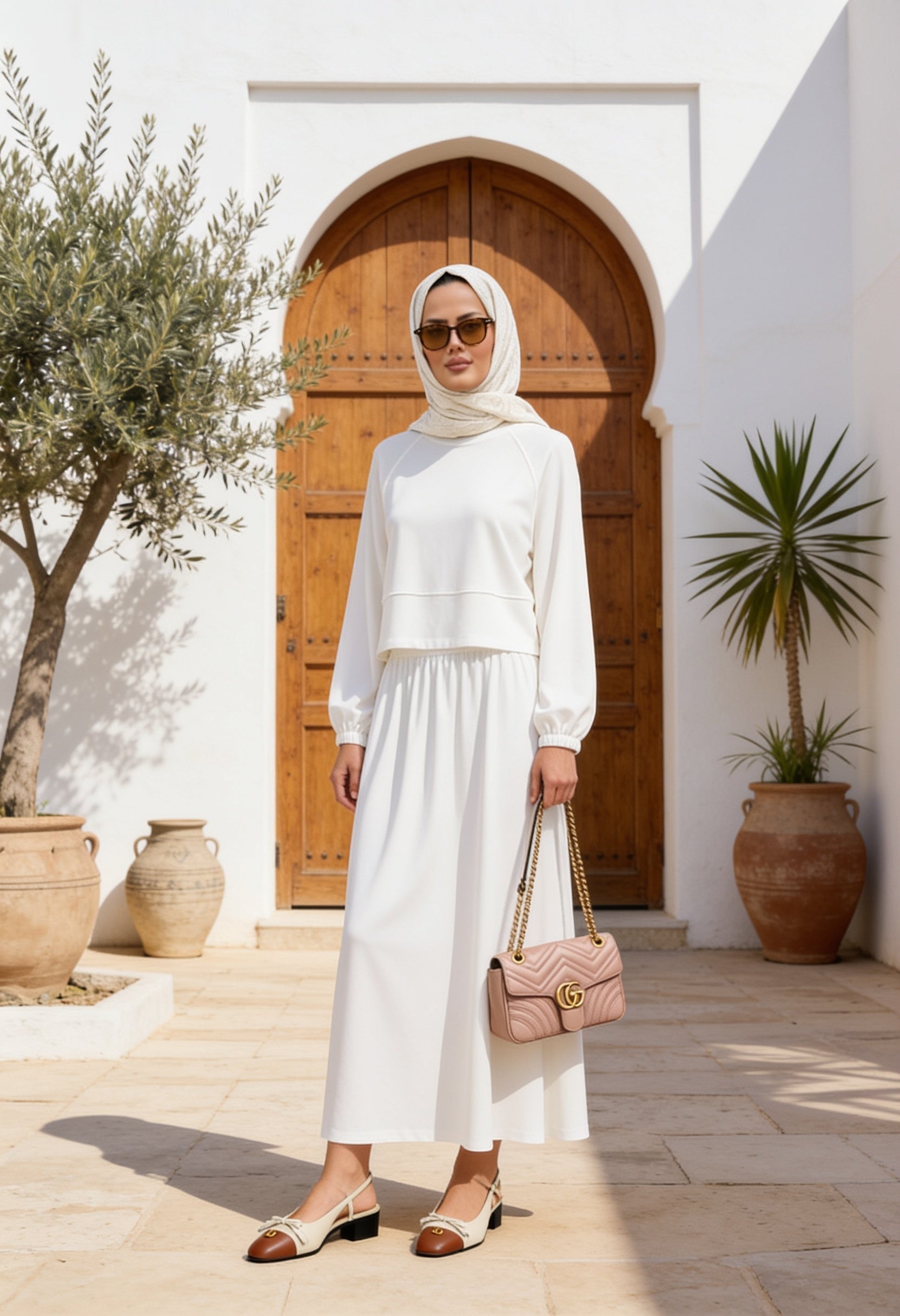 Mihra Modal Kumaş Oversize Etekli Takım – Ekru