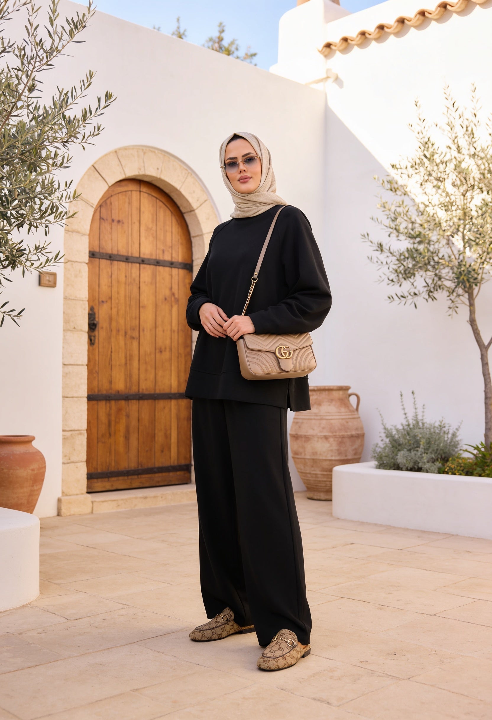 Aluna Modal Pantolonlu Takım | Premium Oversize Rahat Kalıp-Siyah