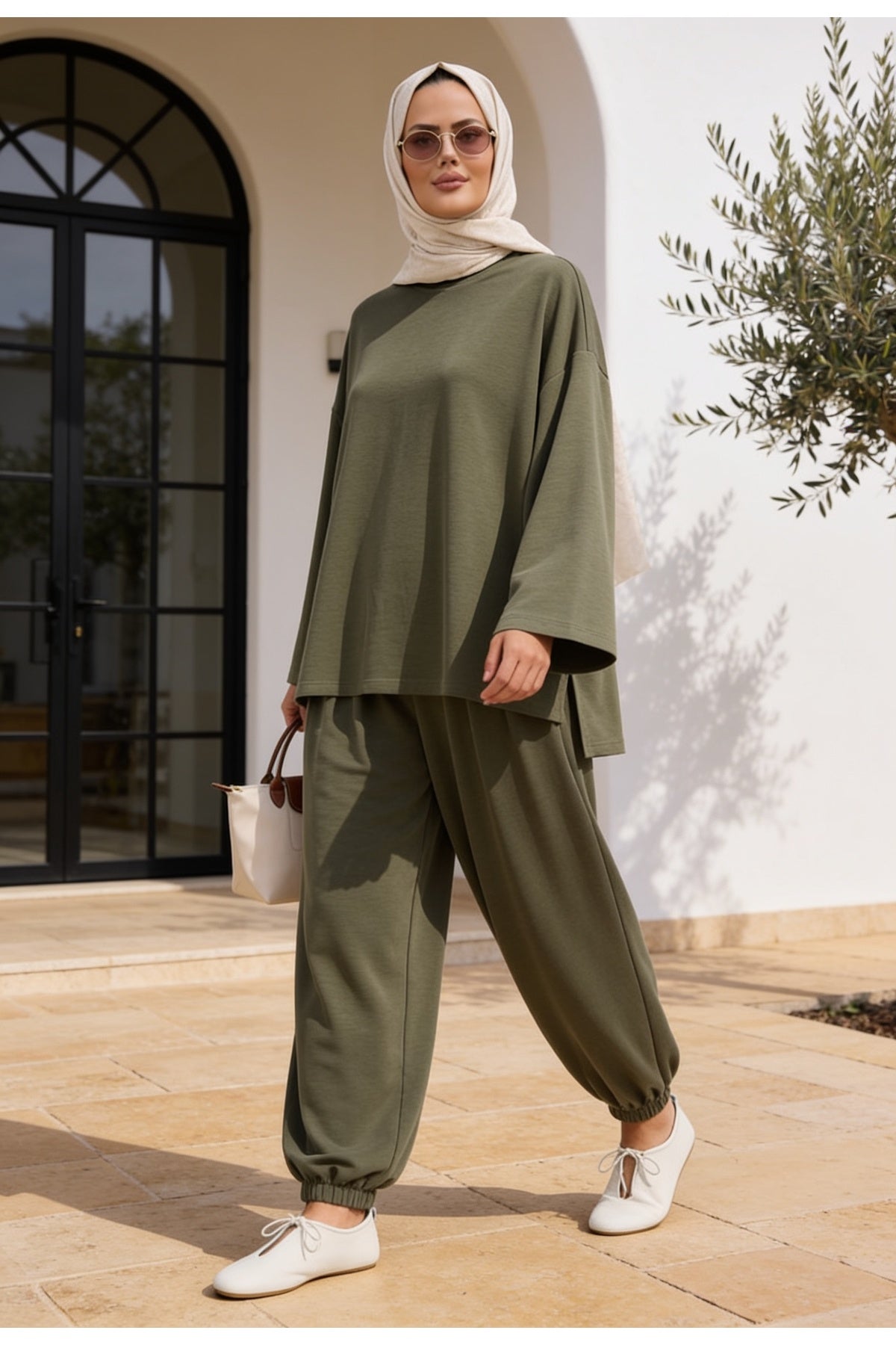 Pike Modal Şalvar Pantolon Model Oversize Takım – Yeşil