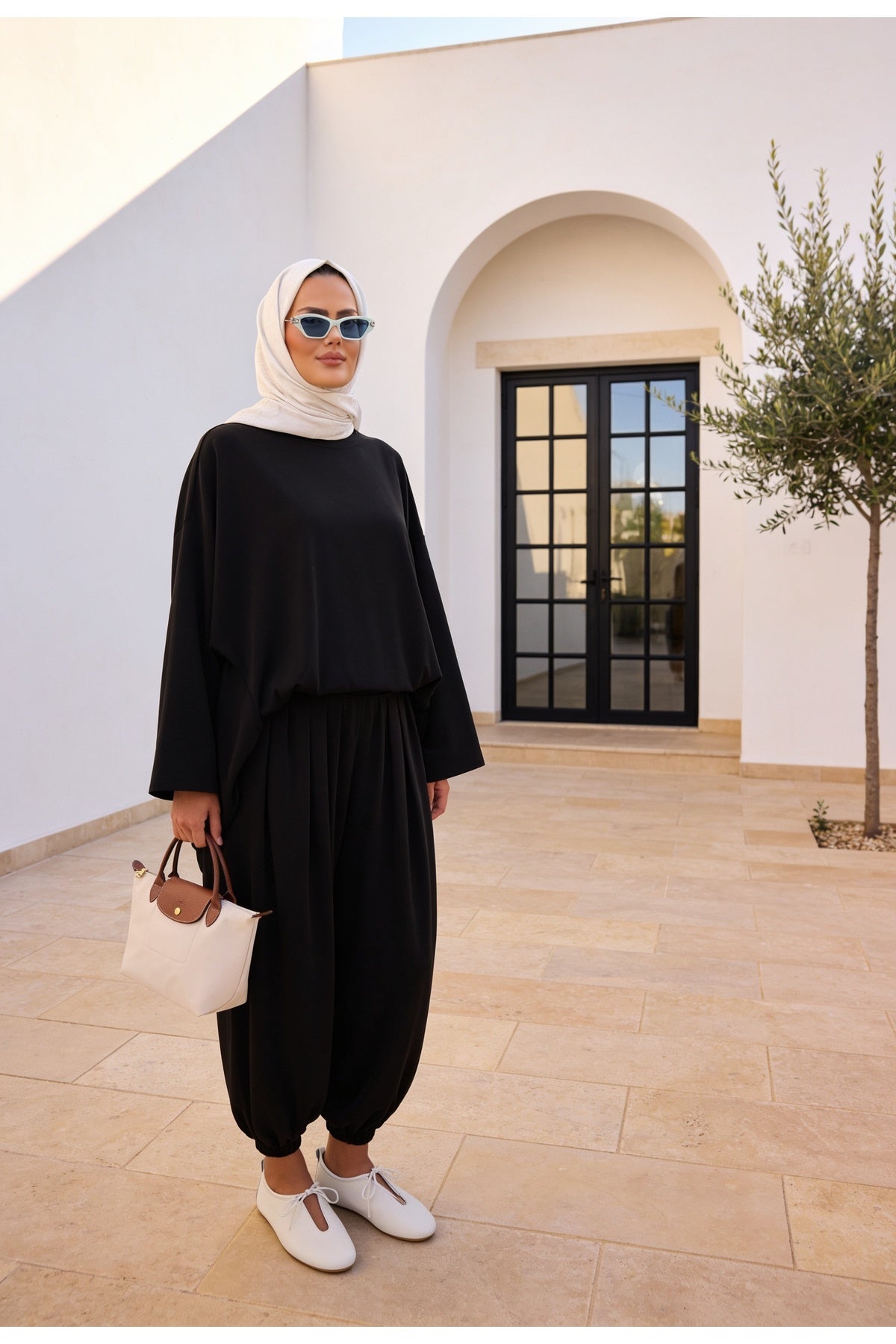 Pike Modal Şalvar Pantolon Model Oversize Takım – Siyah