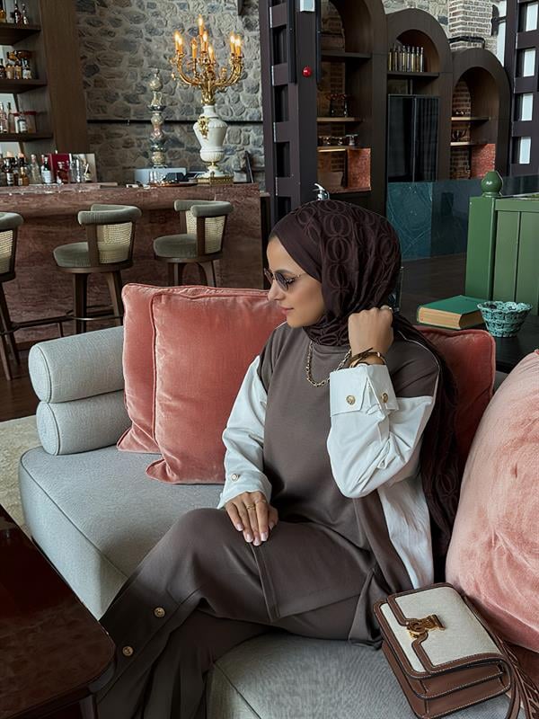 Melora Modal Kumaş Gömlek Detaylı İkili Takım – Kahve