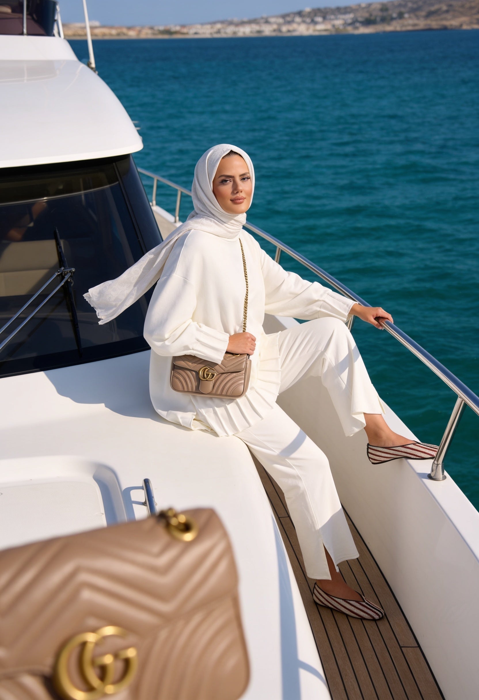Alisa Pileli Premium Modal Kumaş Tesettür İkili Takım – Ekru