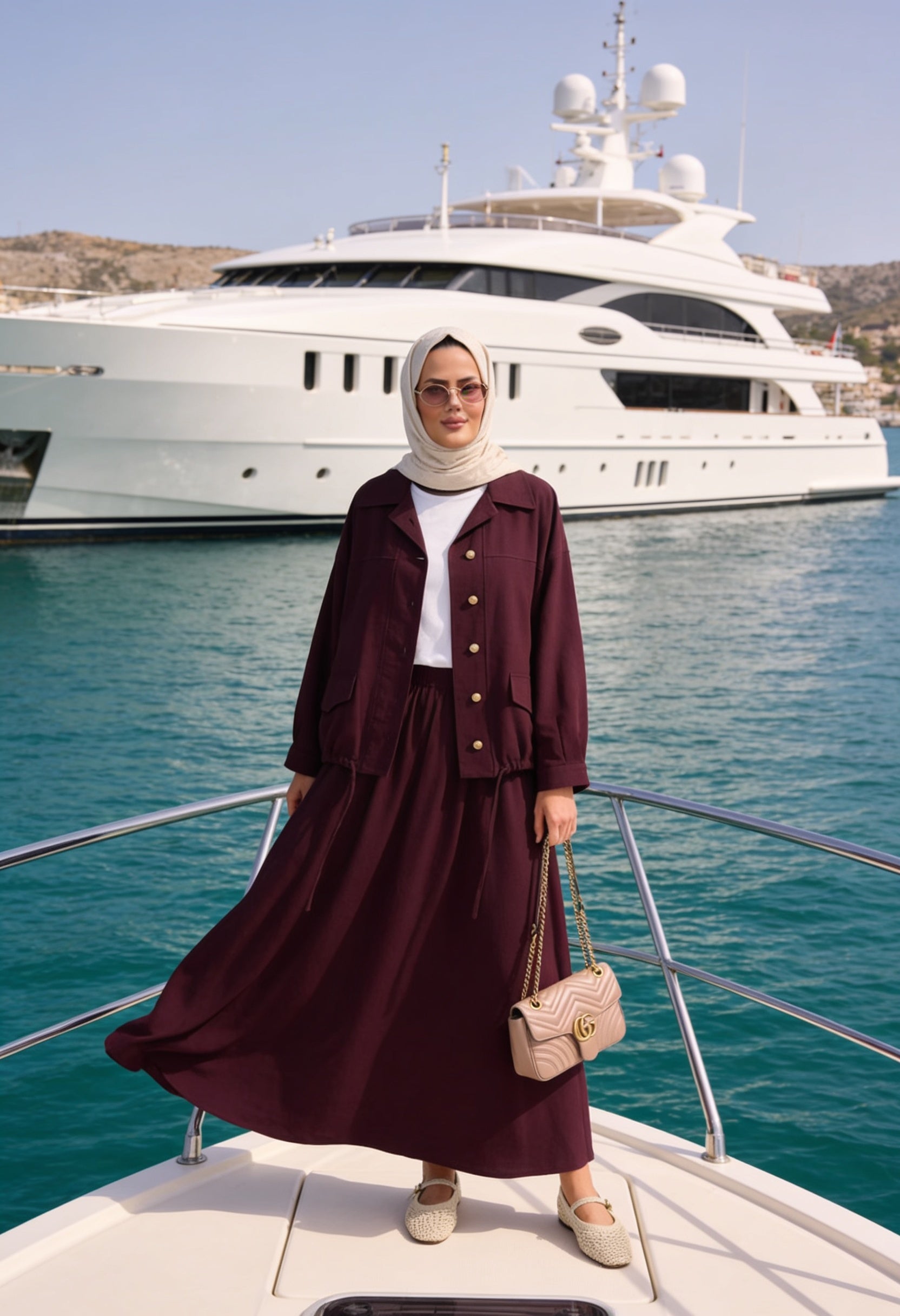 Aurelia Gold Tensel Set- Etekli Takım – Bordo