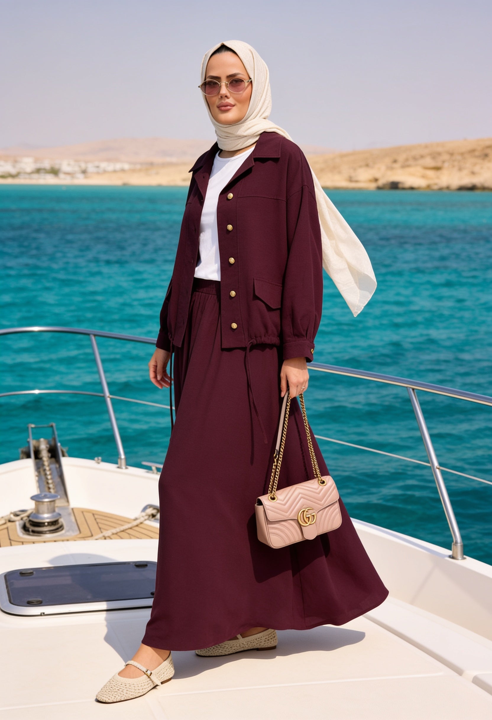 Aurelia Gold Tensel Set- Etekli Takım – Bordo