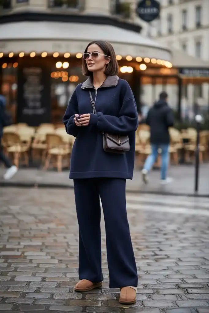 Oslo Comfort Set – Thessaloniki Fabric Two-Piece Modest Wear Outfit Navy Blue