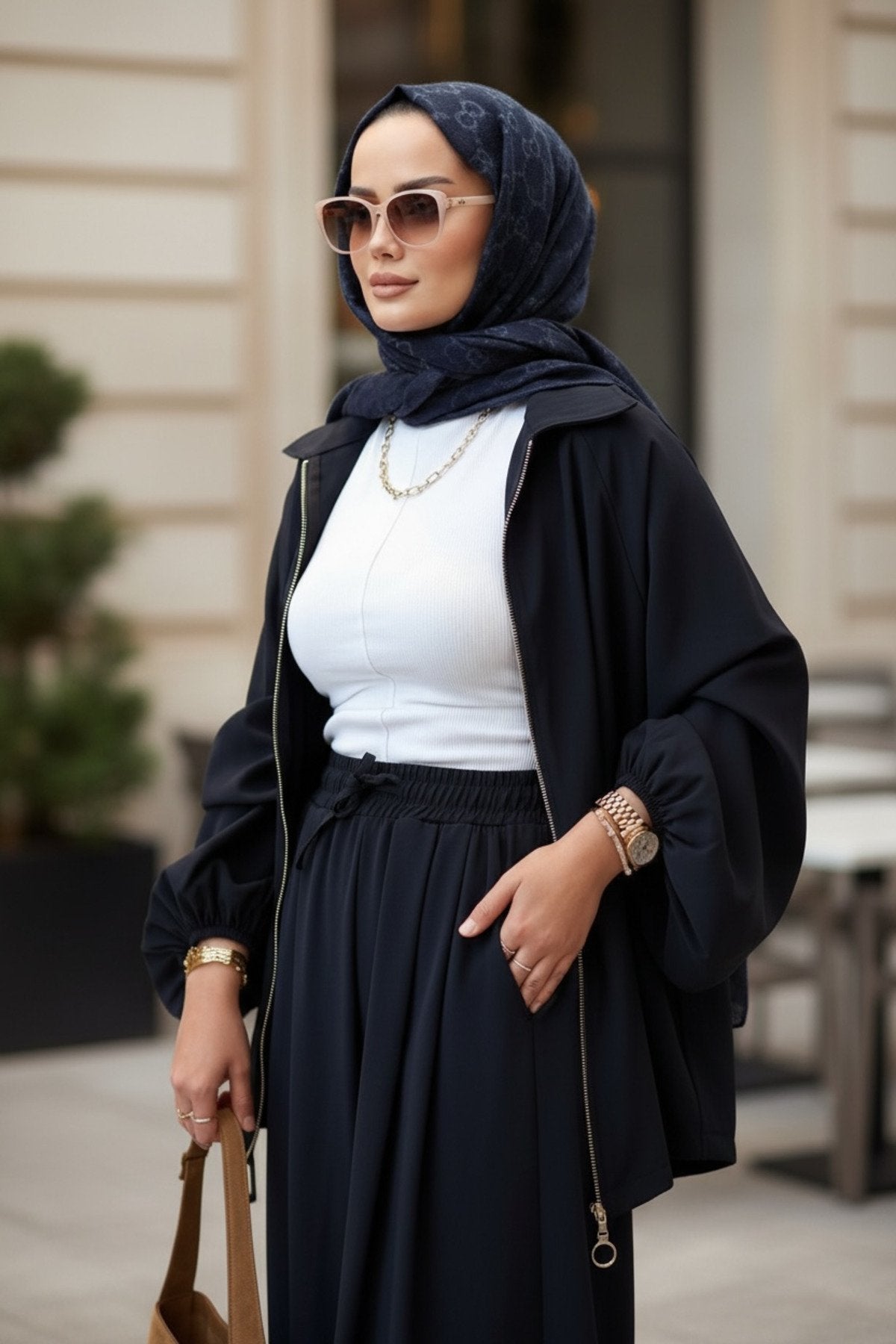 Eleganza Palazzo Fermuarlı İkili Takım – Mevsimlik -36-50 Beden Siyah