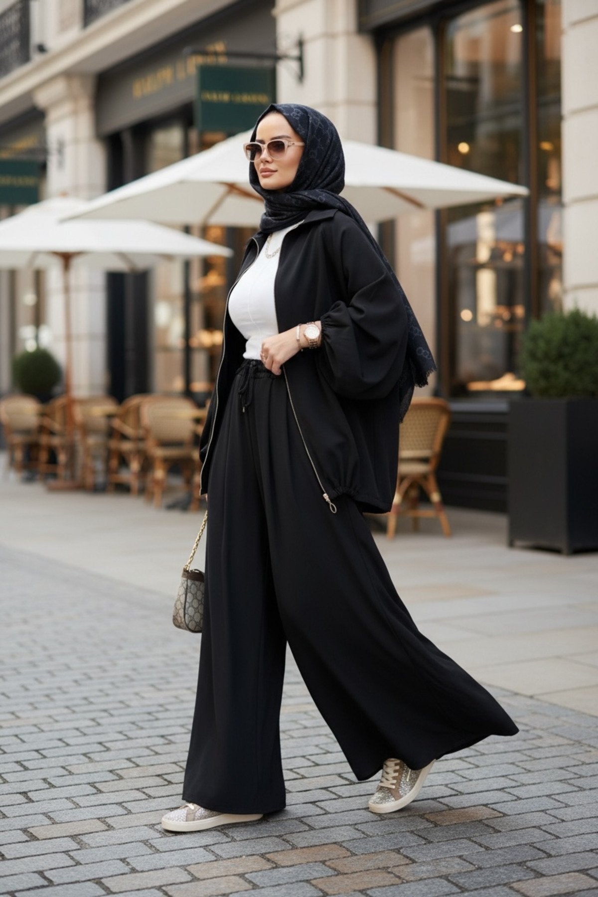 Eleganza Palazzo Fermuarlı İkili Takım – Mevsimlik -36-50 Beden Siyah
