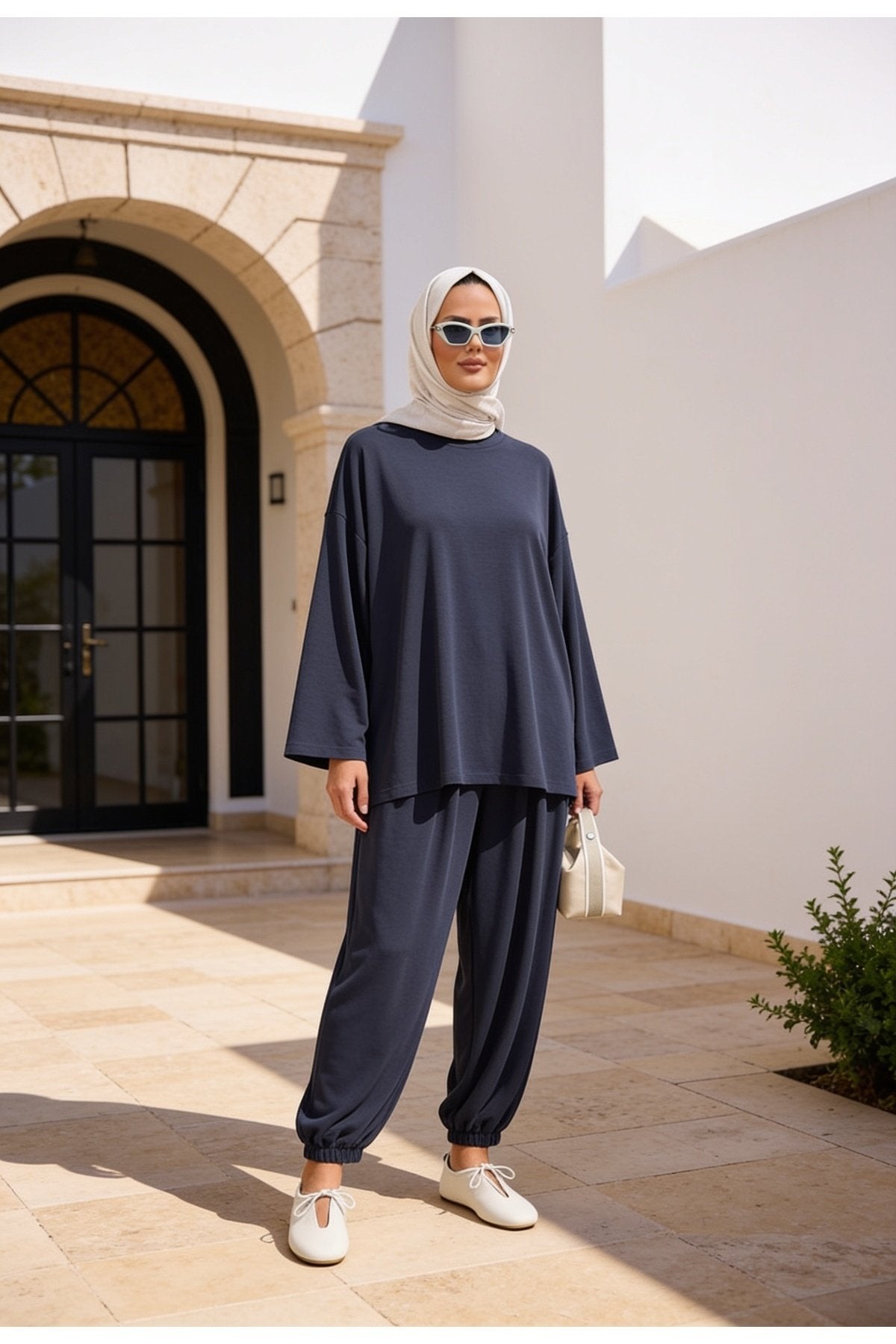 Pike Modal Şalvar Pantolon Model Oversize Takım – Siyah