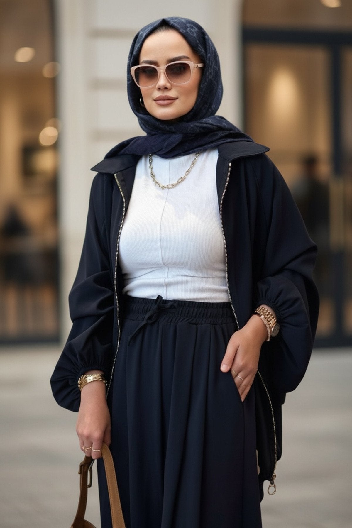 Eleganza Palazzo Fermuarlı İkili Takım – Mevsimlik -36-50 Beden Siyah