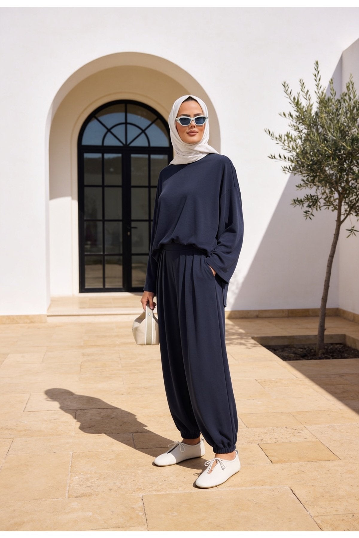 Pike Modal Şalvar Pantolon Model Oversize Takım – Siyah