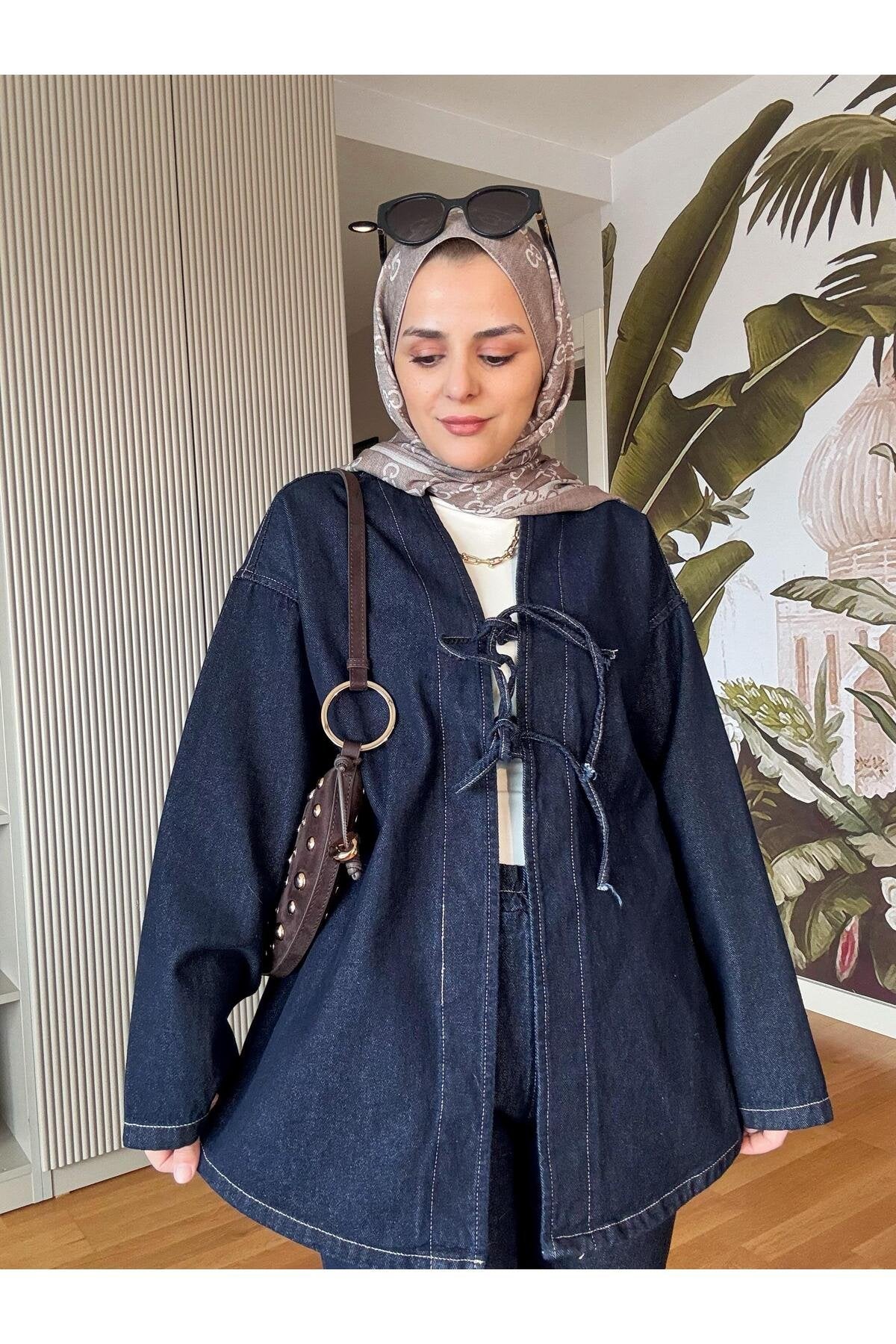 Kurdela ipli Denim Ceket Takım Açık Mavi
