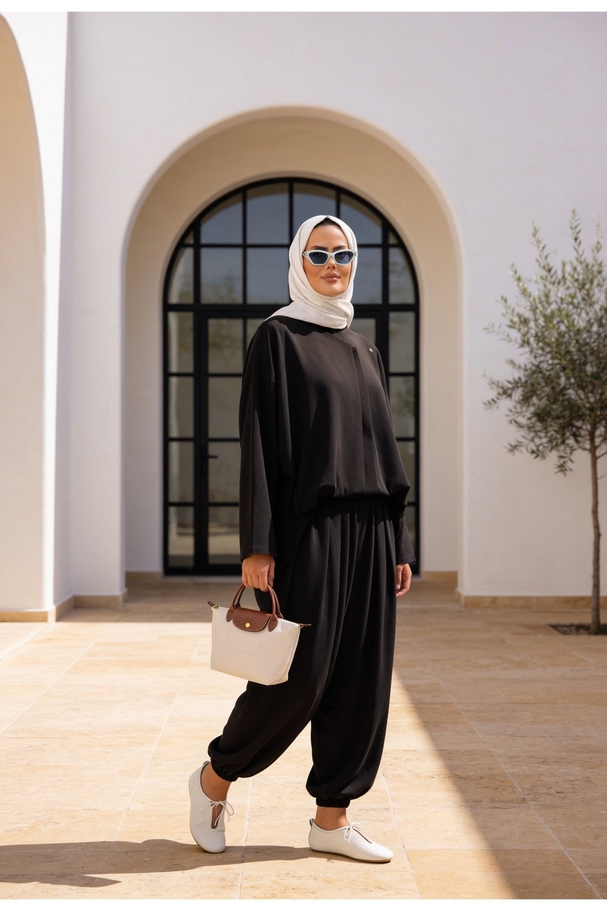 Pike Modal Şalvar Pantolon Model Oversize Takım – Siyah