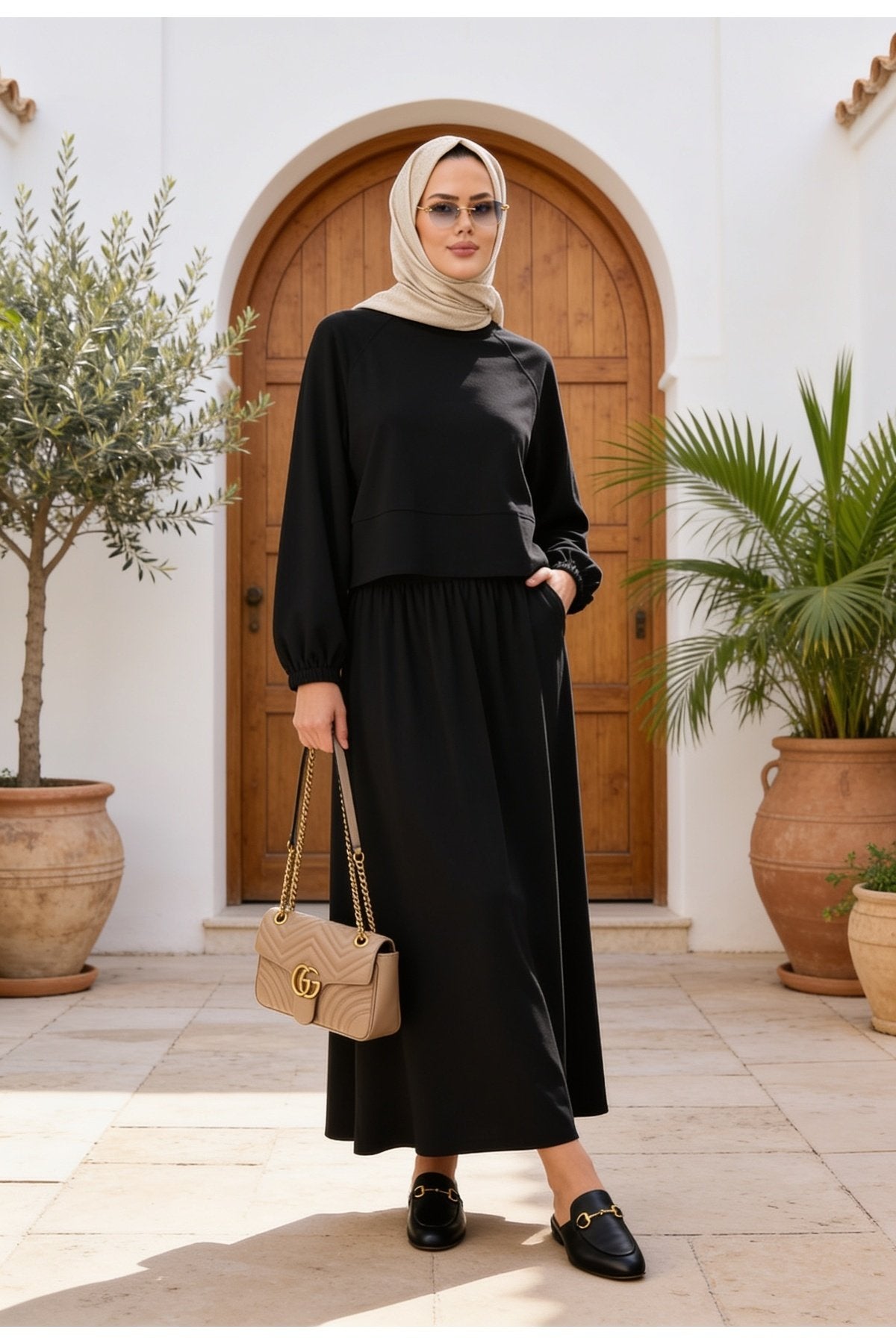 Mihra Modal Kumaş Oversize Etekli Takım