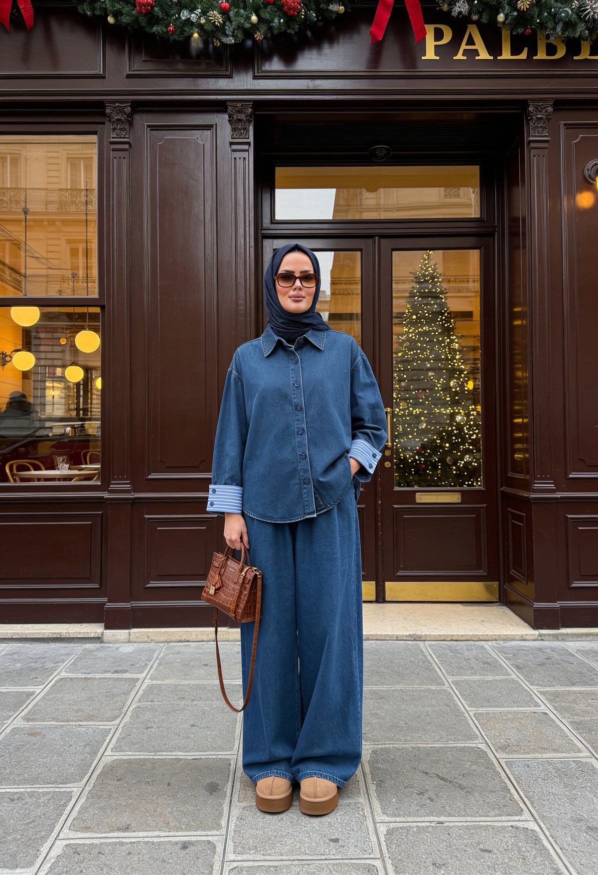 Aden Asimetrik Kesim Denim İkili Takım Mavi