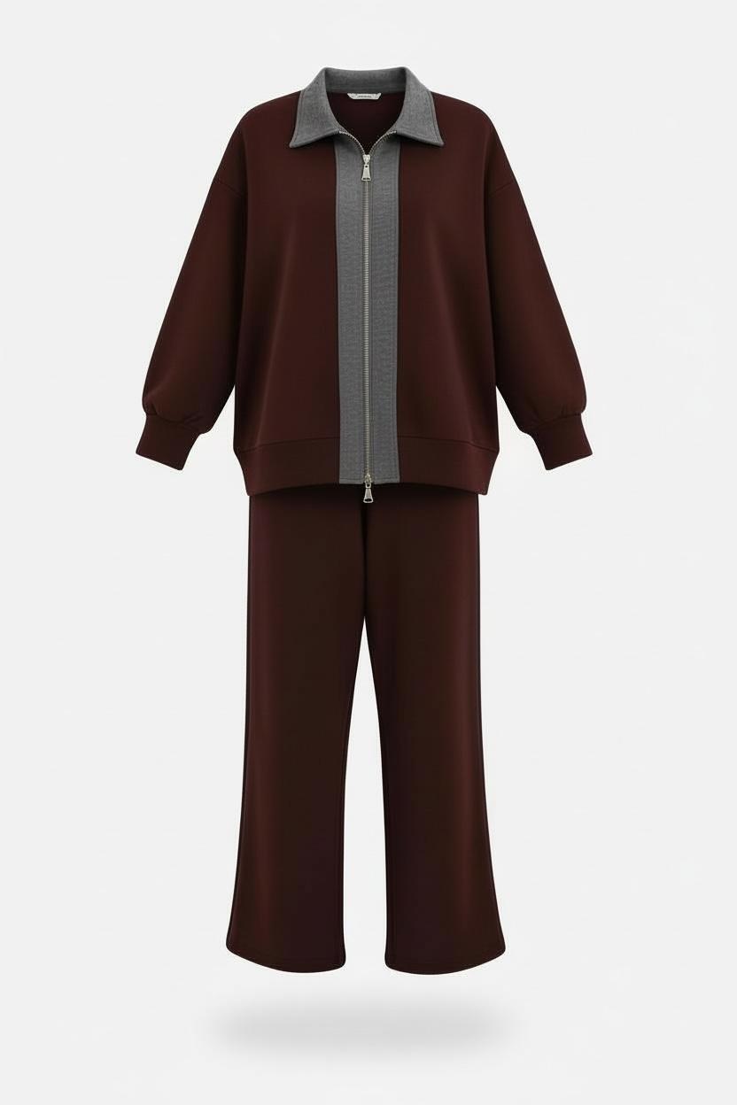 Nordic Thessaloniki - Stamped Detail Oversize Tracksuit | Burgundy