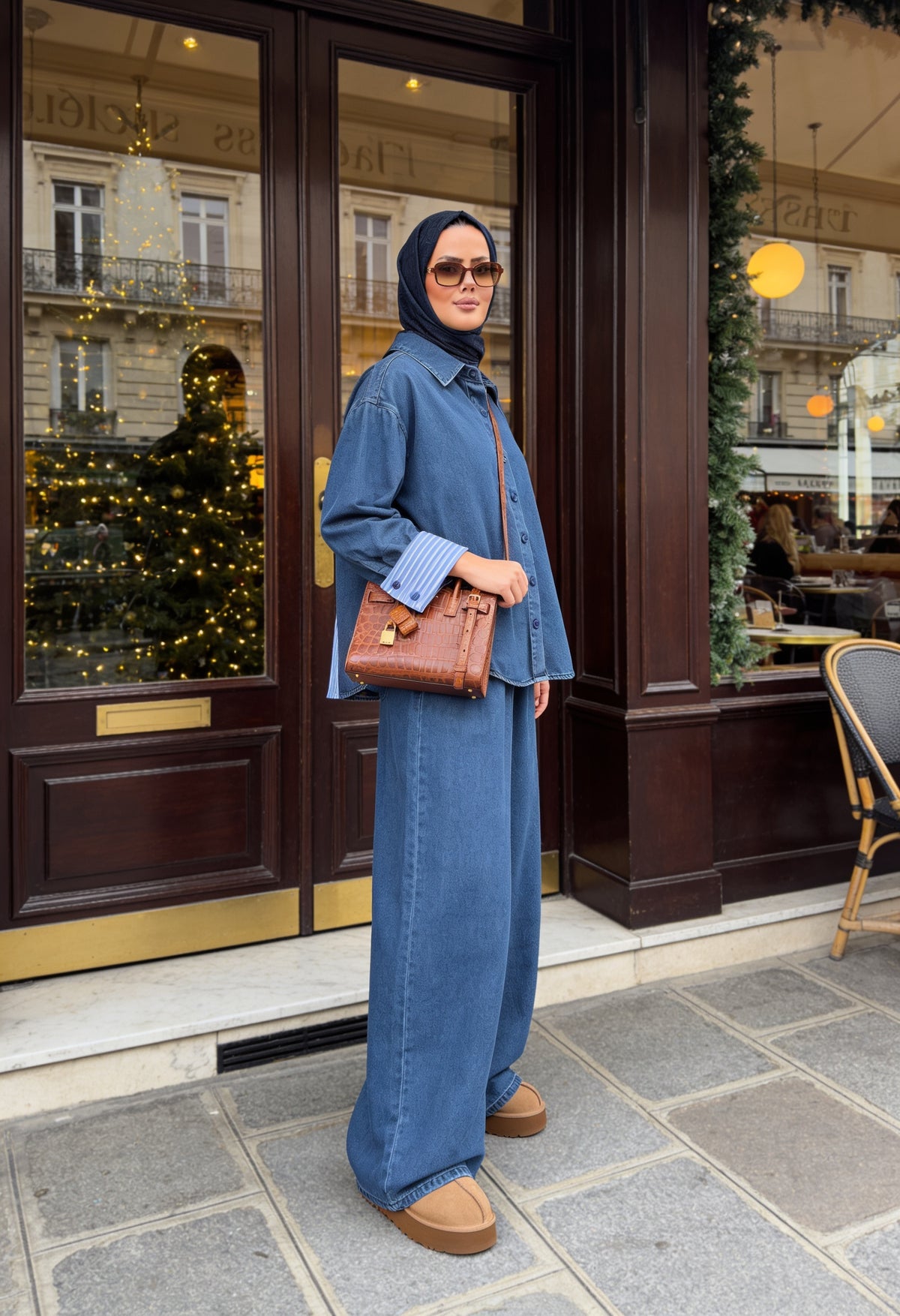 Aden Asimetrik Kesim Denim İkili Takım Mavi