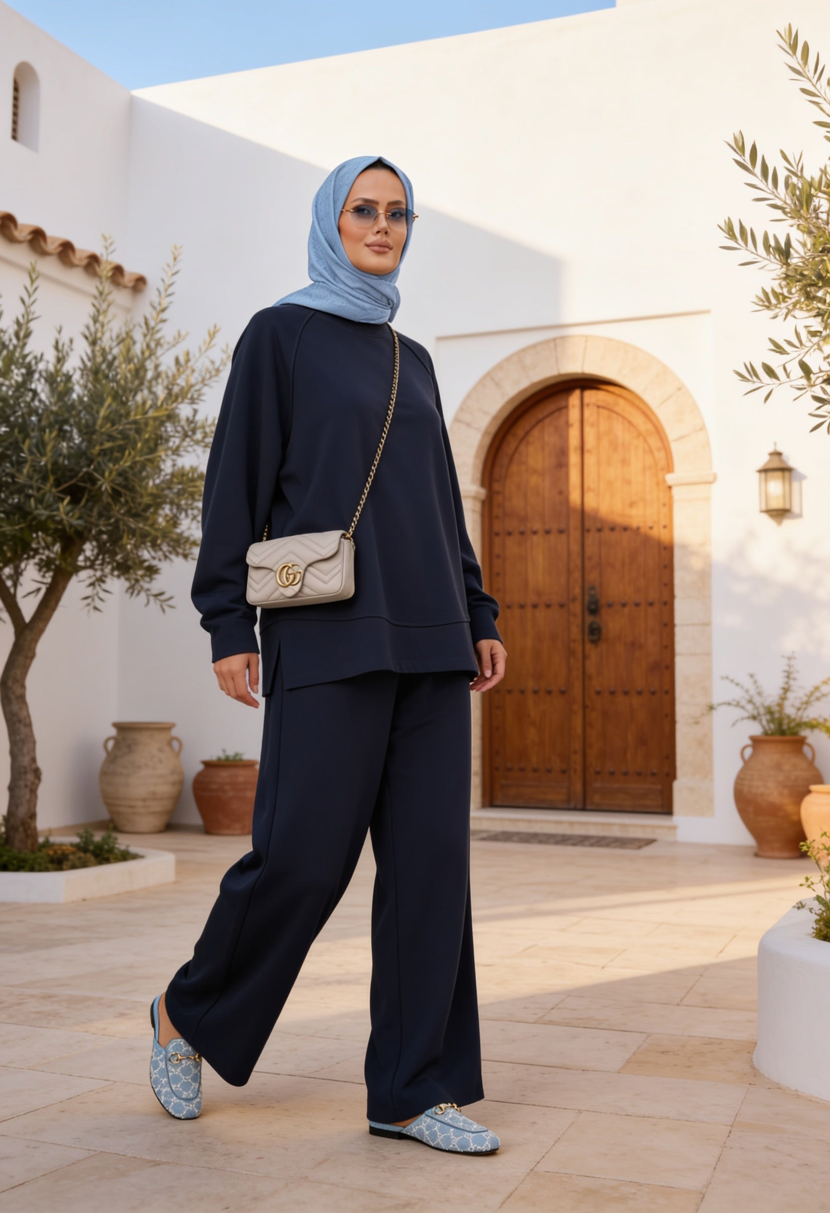 Aluna Modal Pantolonlu Takım | Premium Oversize Rahat Kalıp Lacivert