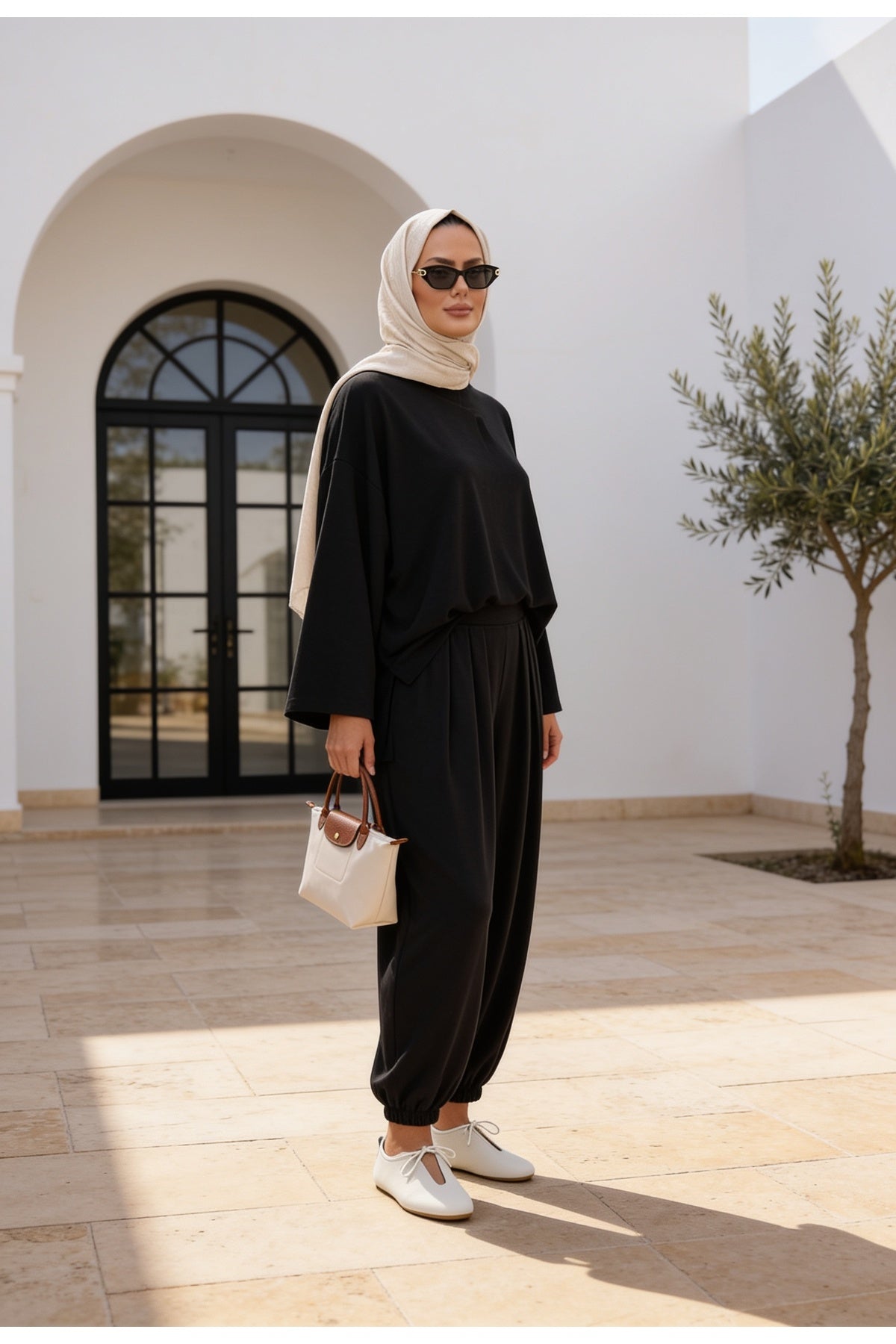 Pike Modal Şalvar Pantolon Model Oversize Takım – Siyah