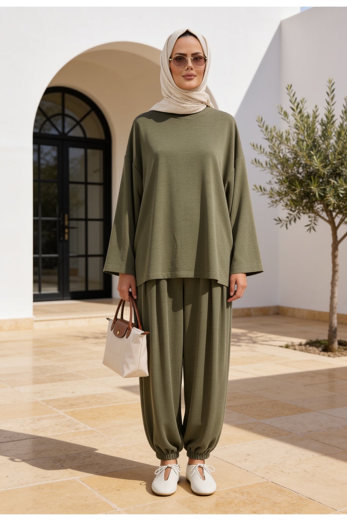 Pike Modal Şalvar Pantolon Model Oversize Takım – Yeşil