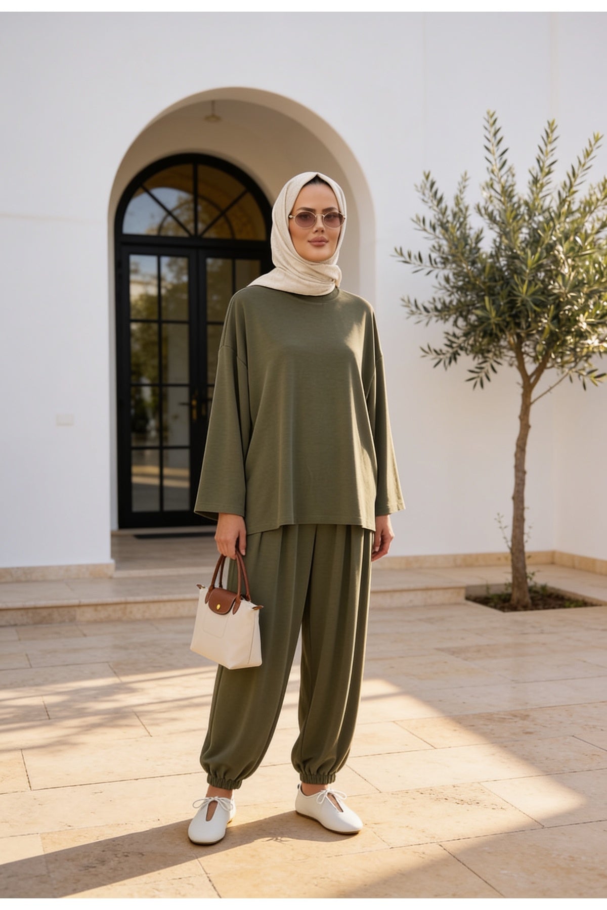 Pike Modal Şalvar Pantolon Model Oversize Takım – Yeşil