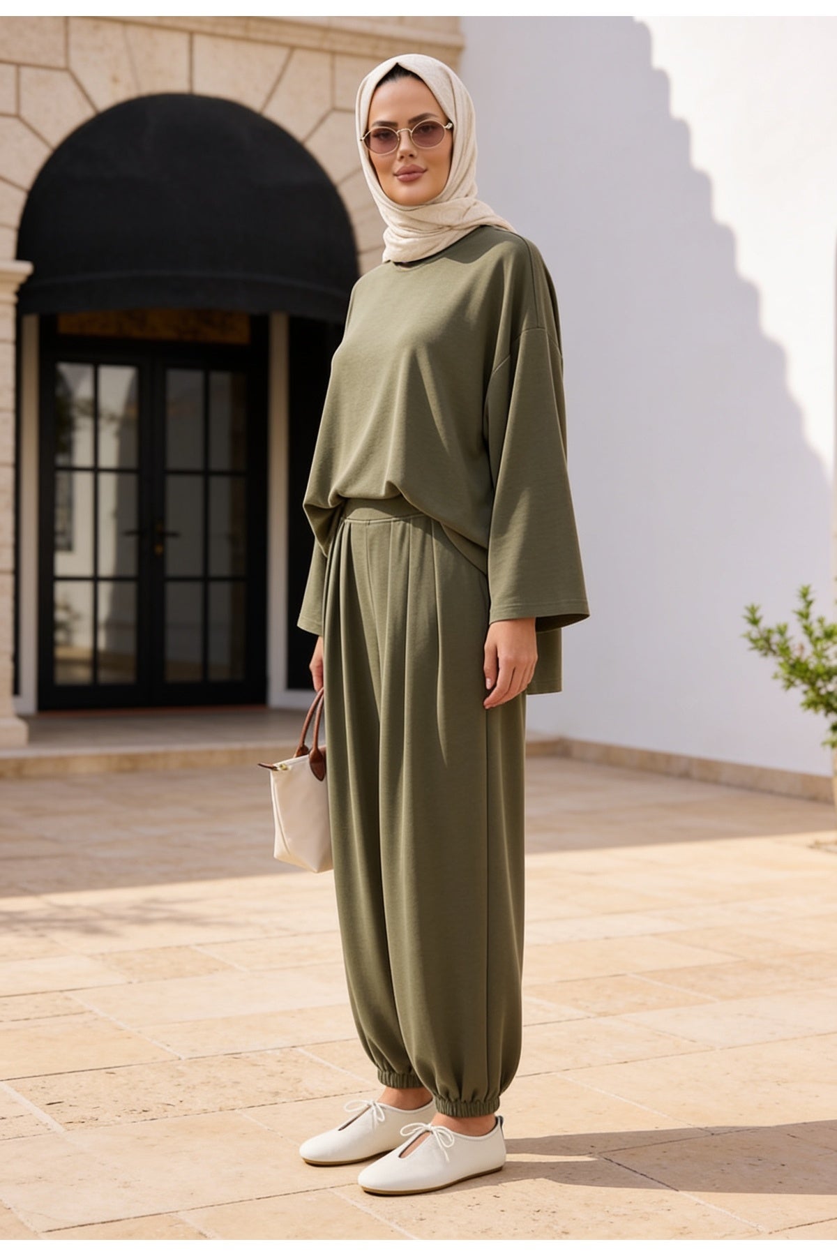 Pike Modal Şalvar Pantolon Model Oversize Takım – Yeşil