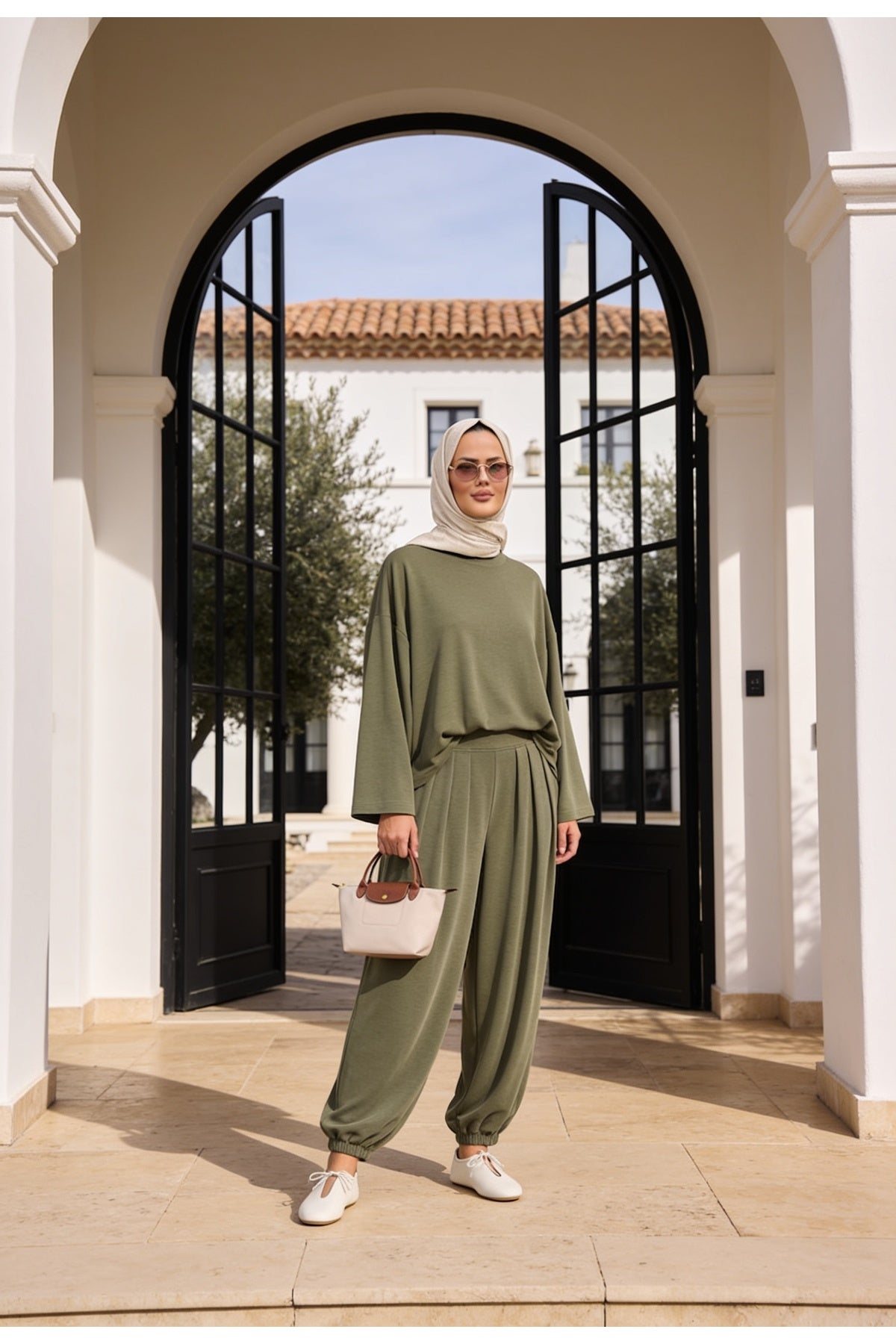 Pike Modal Şalvar Pantolon Model Oversize Takım – Yeşil
