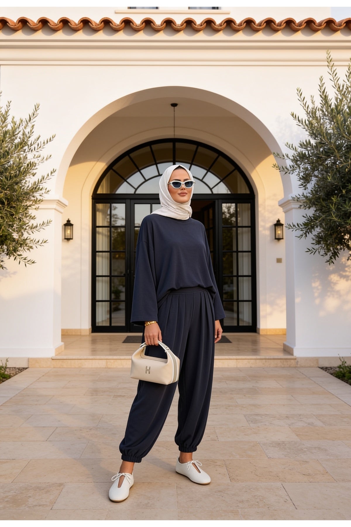 Pike Modal Şalvar Pantolon Model Oversize Takım – Lacivert