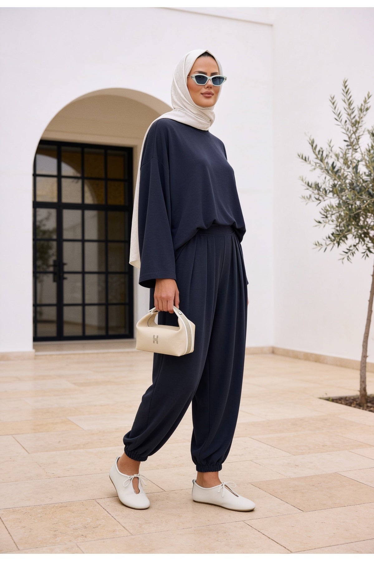 Pike Modal Şalvar Pantolon Oversize Takım - Lacivert ürün görseli 5