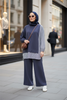 Women's Modest Two-Piece Outfit Line Dark Grey Shirt Set