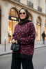 Leopar  Desenli Triko Takım Bordo