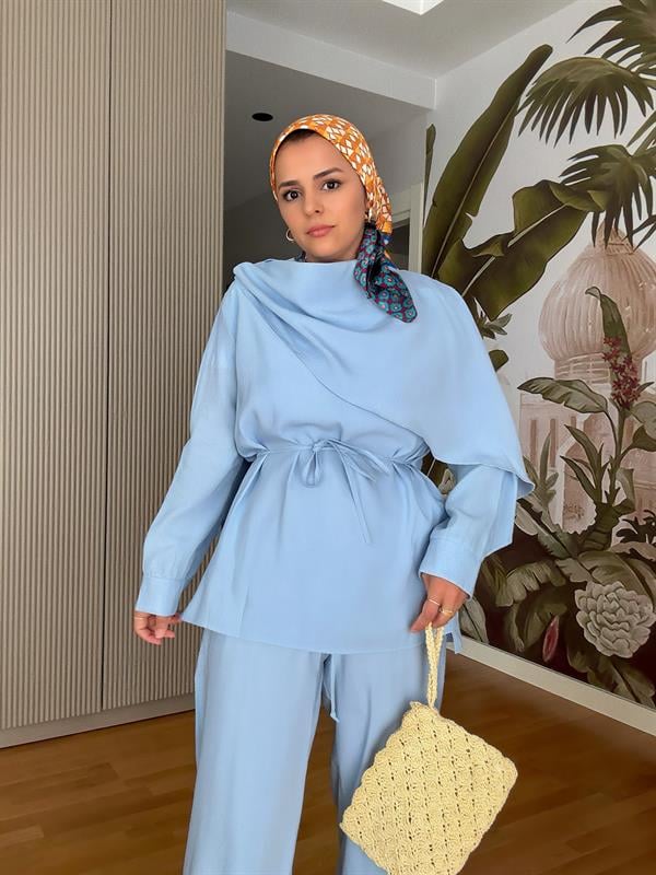Mimoza  İkili Takım  Efil Efil Yazlık Mavi