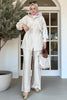 Çilek Keten Gömlekli Yazlık Kadın Tesettür Takım – Cepli Pantolonlu Rahat Şıklık (36-48 Beden) Bej
