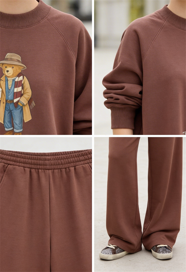 Bear Sea Comfort Pamuklu Oversize Takım – Bol Paça Rahat Kesim -Kahve