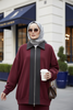 Nordic Selanik- Kaşe Detaylı  Oversize  Takım | Bordo