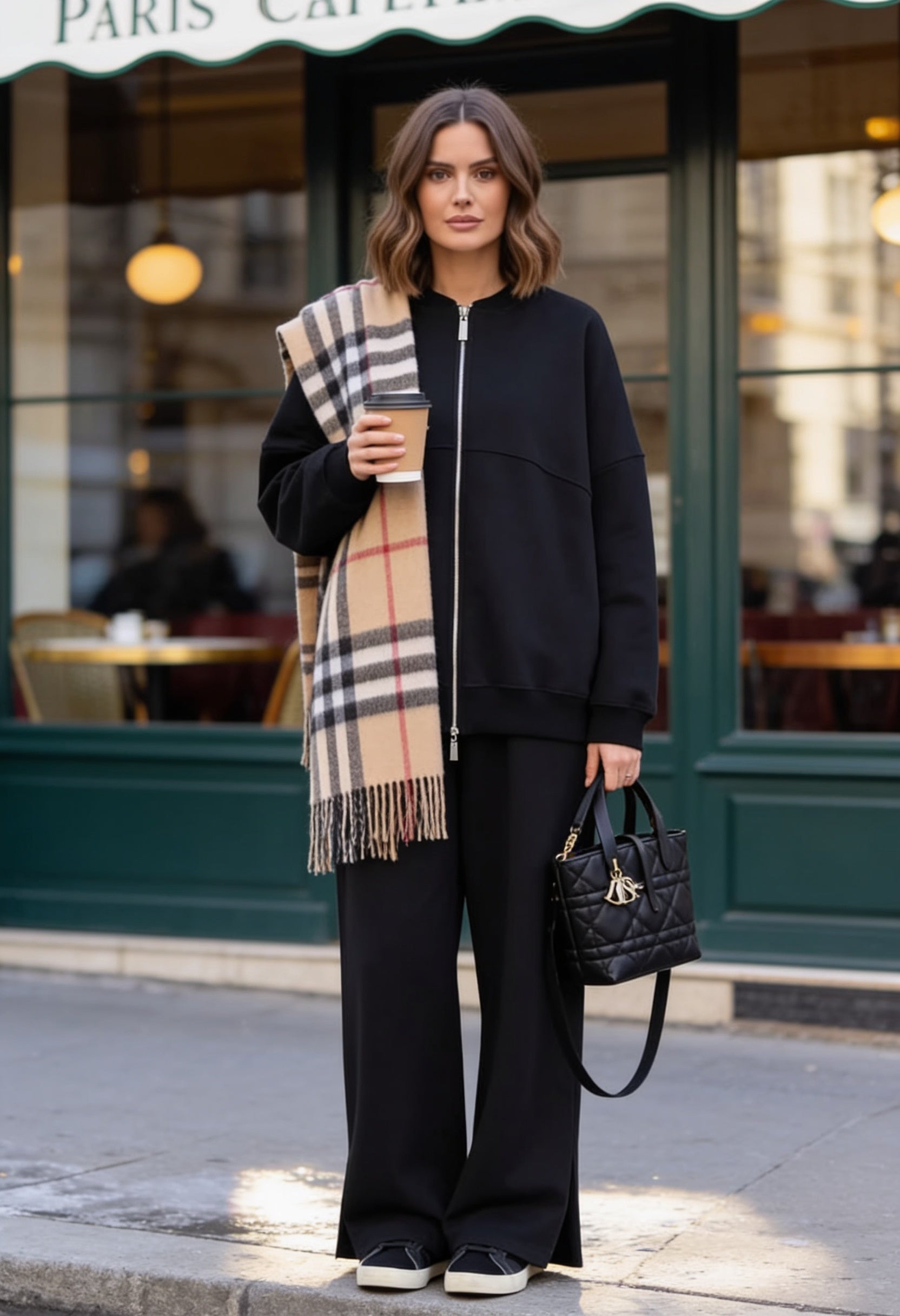 3-Thread Brushed Bomber Two-Piece Modest Set | Cotton Comfortable Set Black