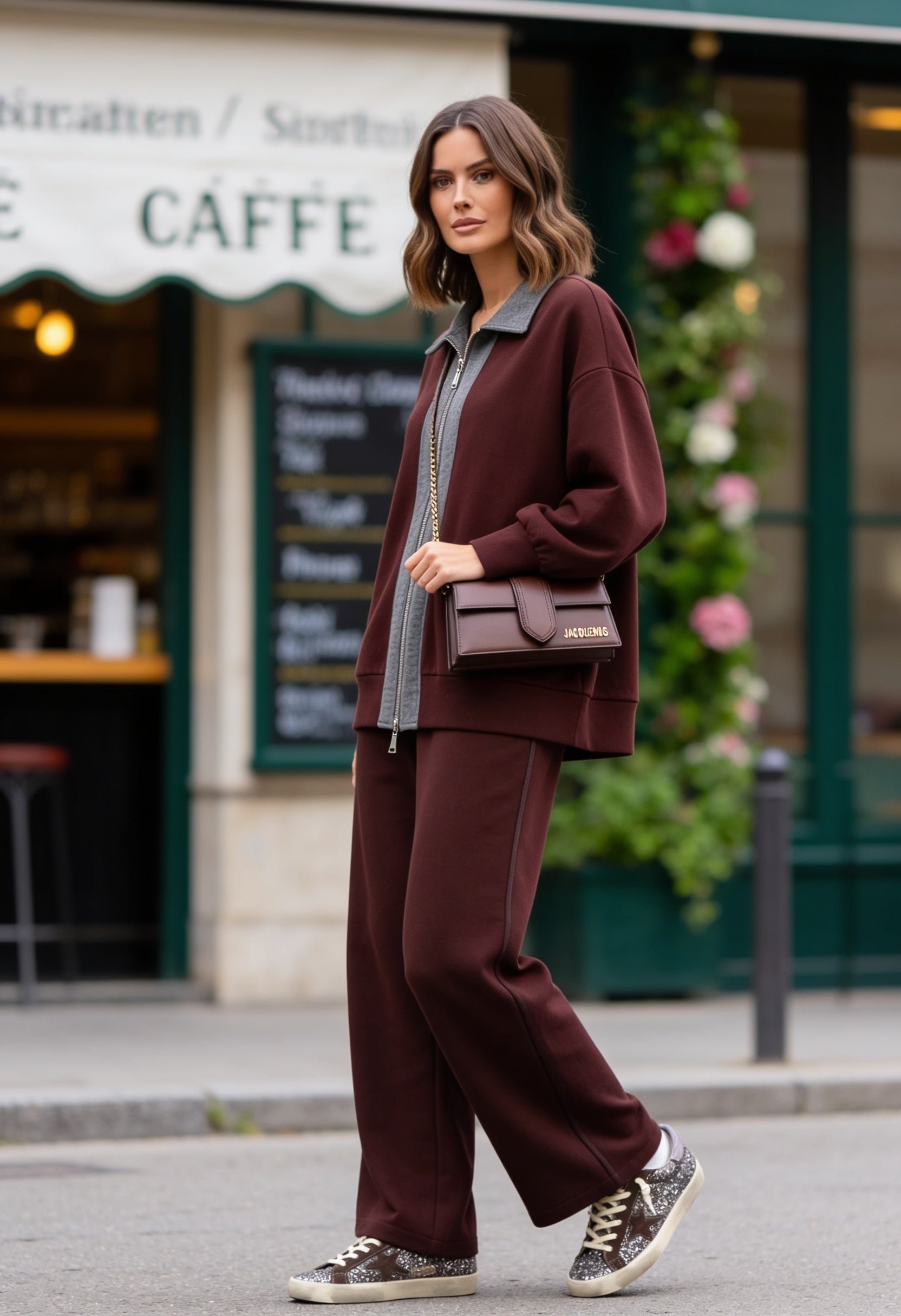 Nordic Thessaloniki - Stamped Detail Oversize Tracksuit | Burgundy