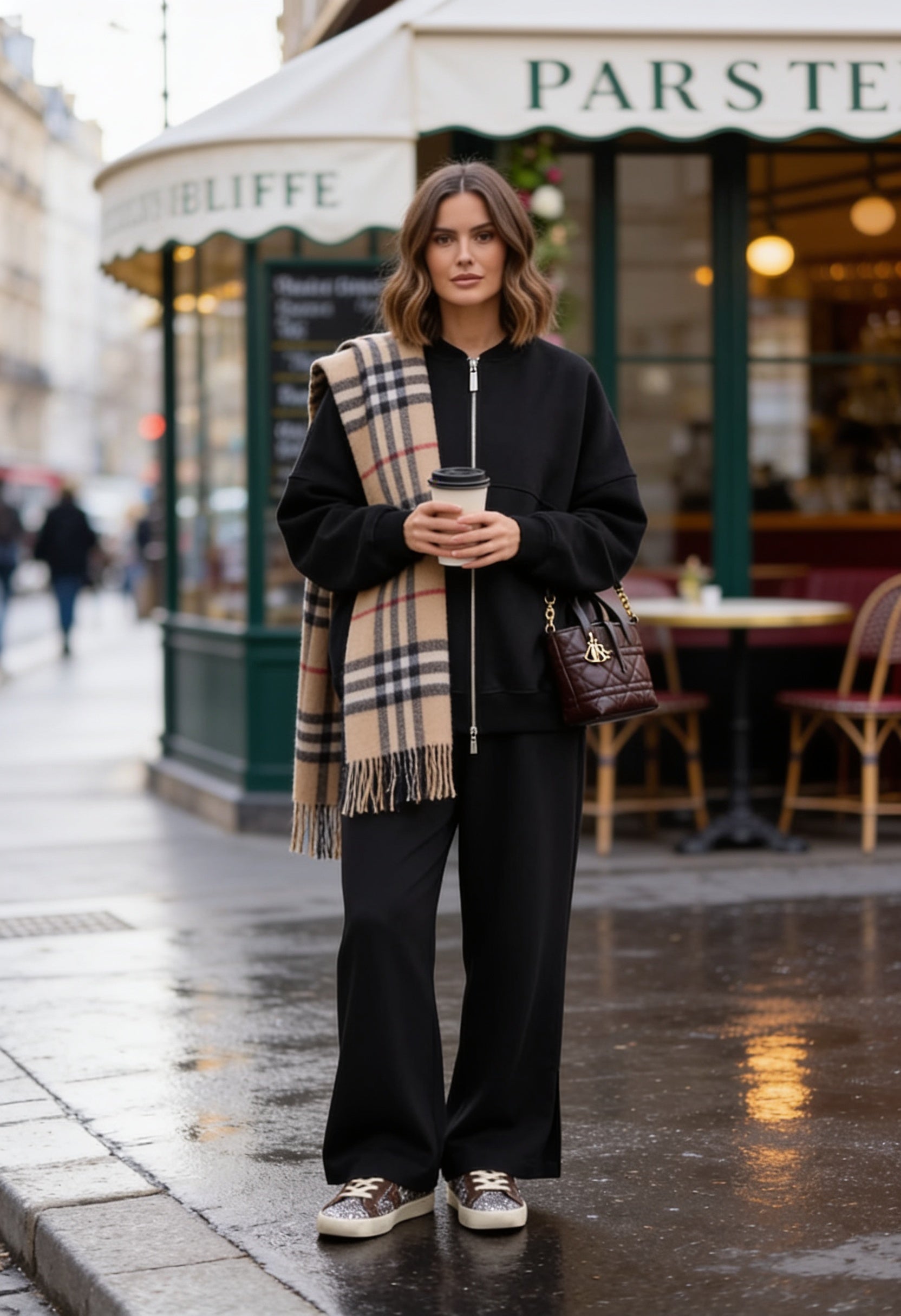 3-Thread Brushed Bomber Two-Piece Modest Set | Cotton Comfortable Set Black