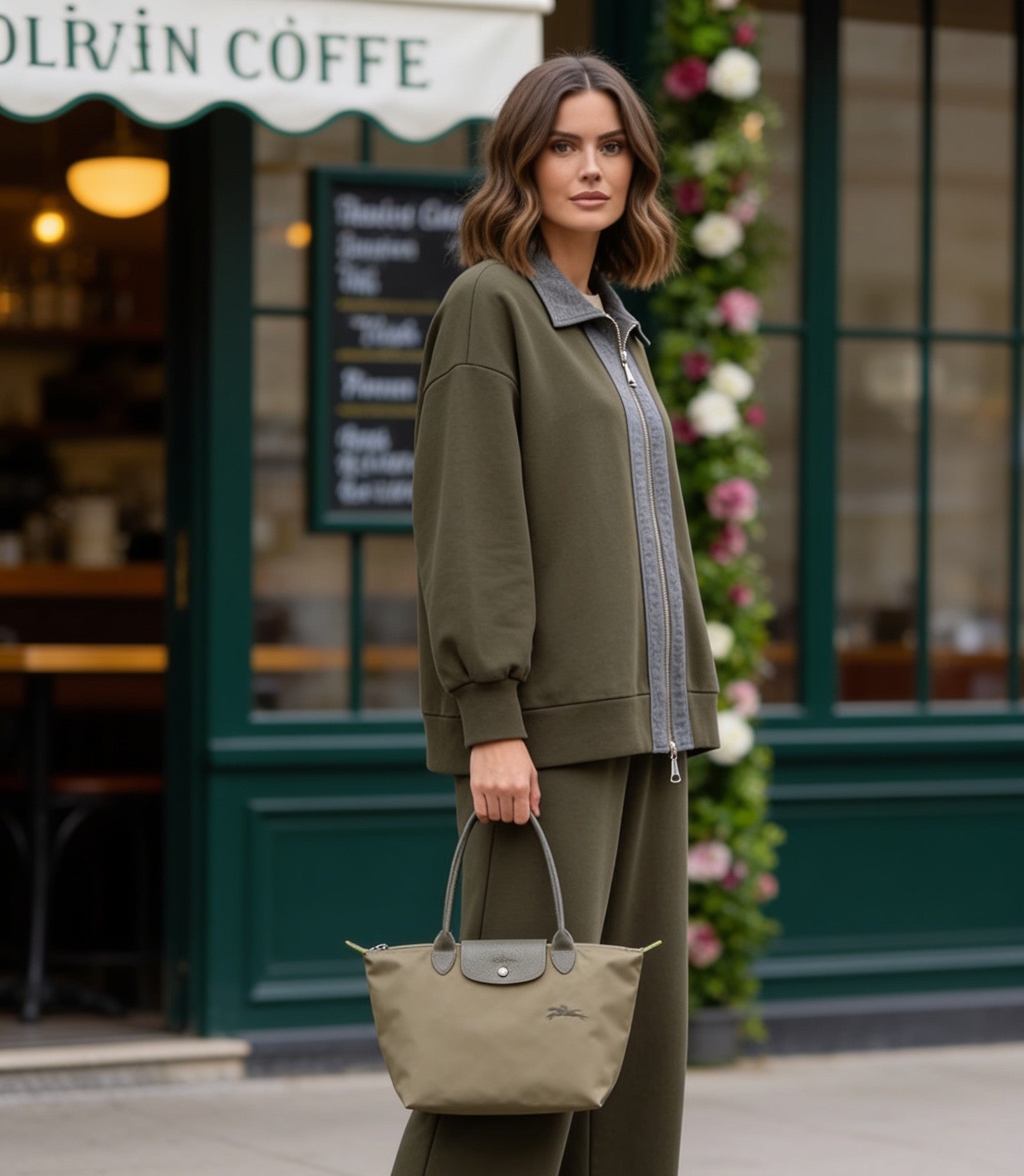 Nordic Thessaloniki- Stamped Detail Oversized Set | Khaki Green