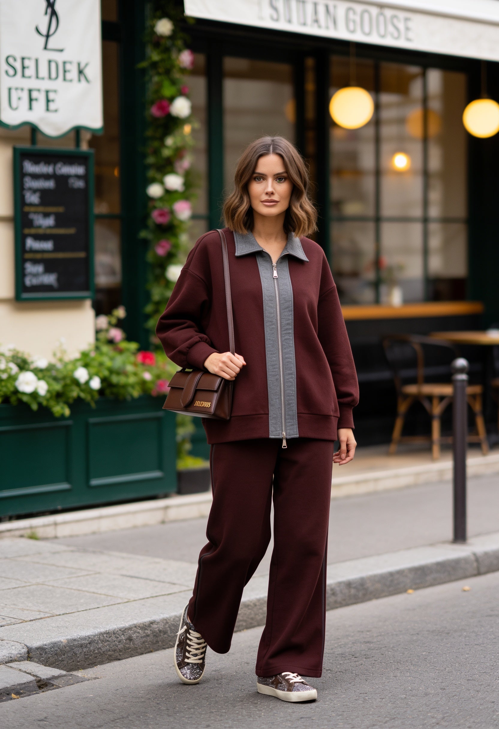 Nordic Thessaloniki - Stamped Detail Oversize Tracksuit | Burgundy