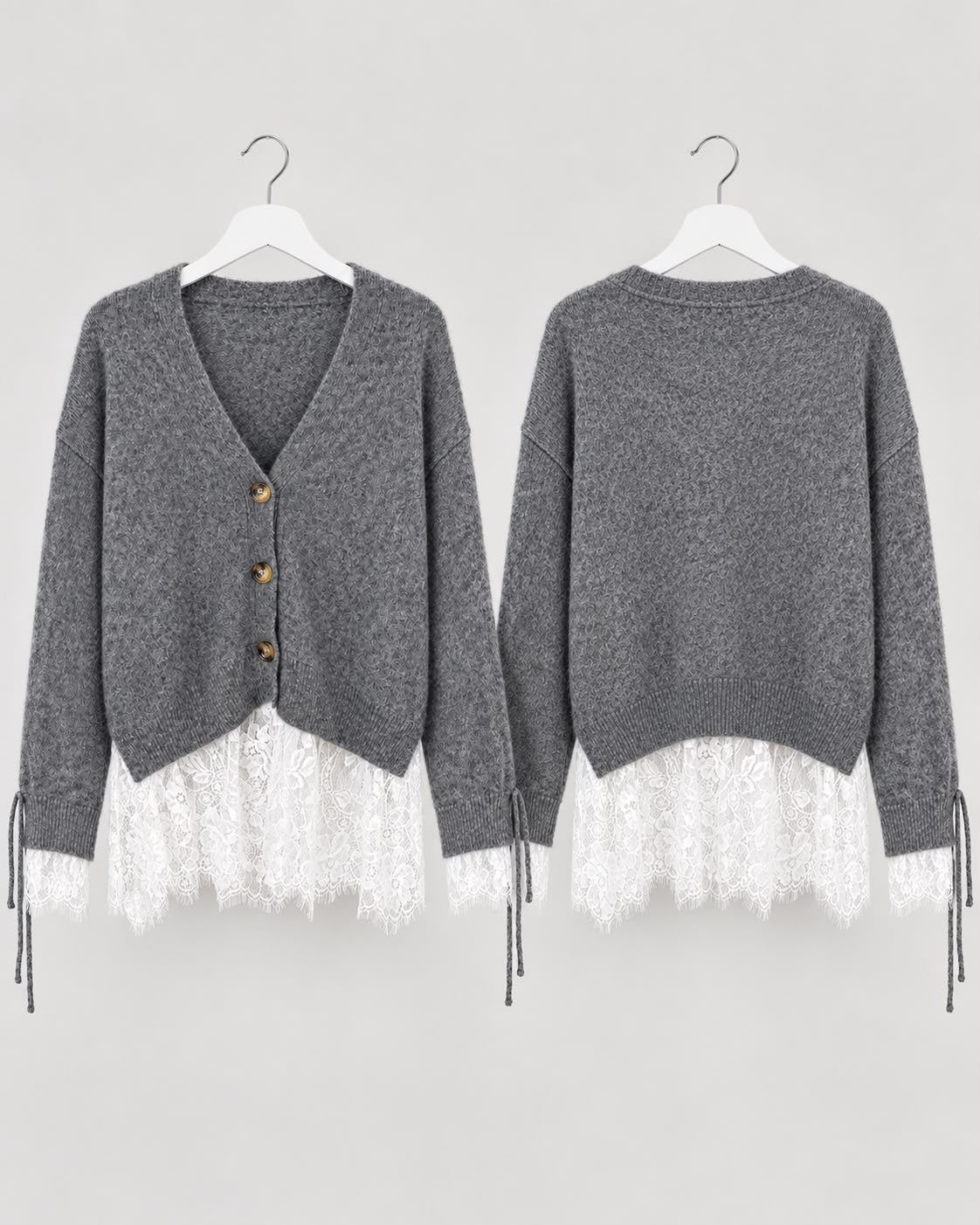 Buttoned Premium Striped Plush Knit Cardigan Coffee