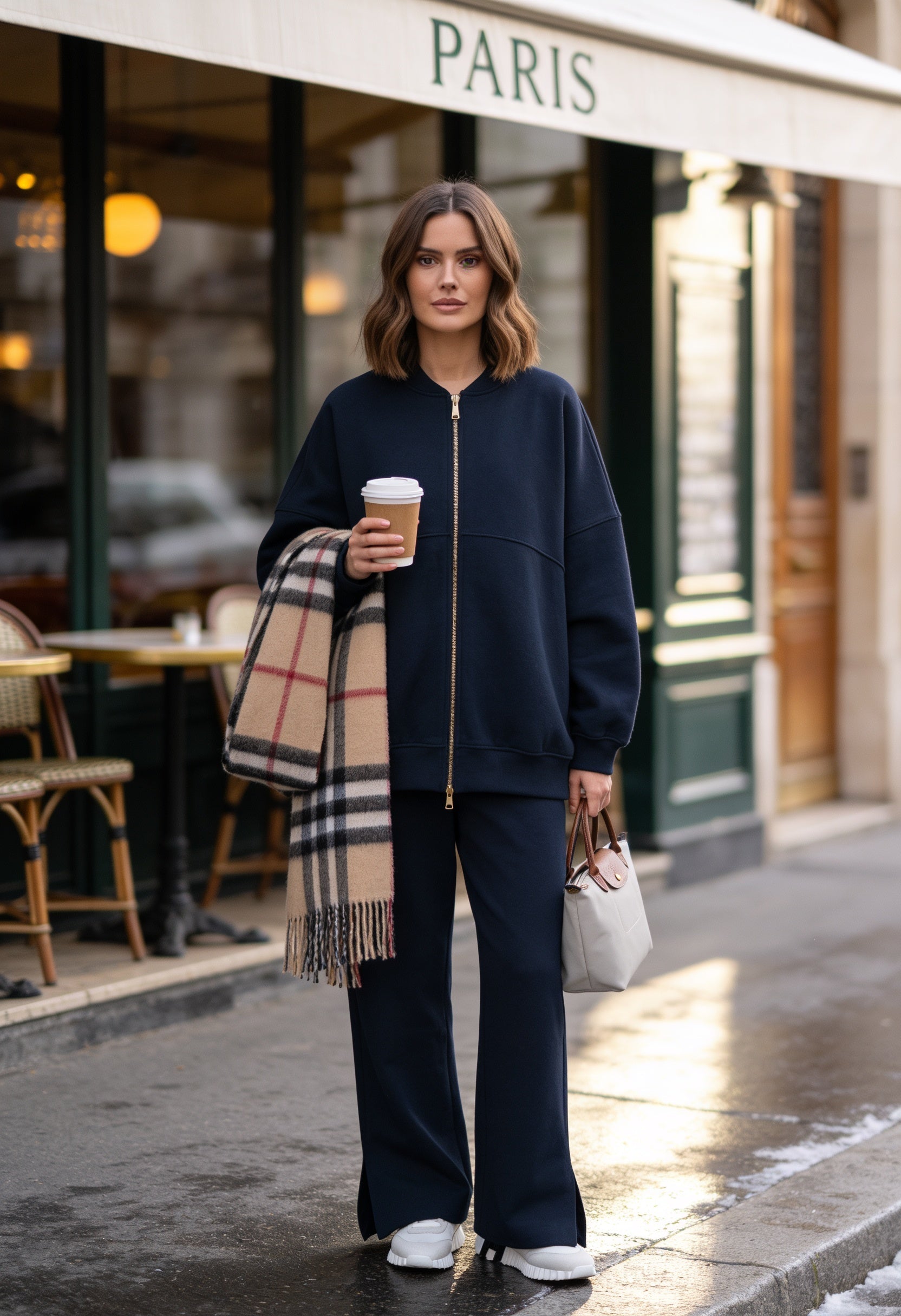 3 Thread Plush Bomber Two-Piece Modest Set | Cotton Comfortable Set Navy Blue