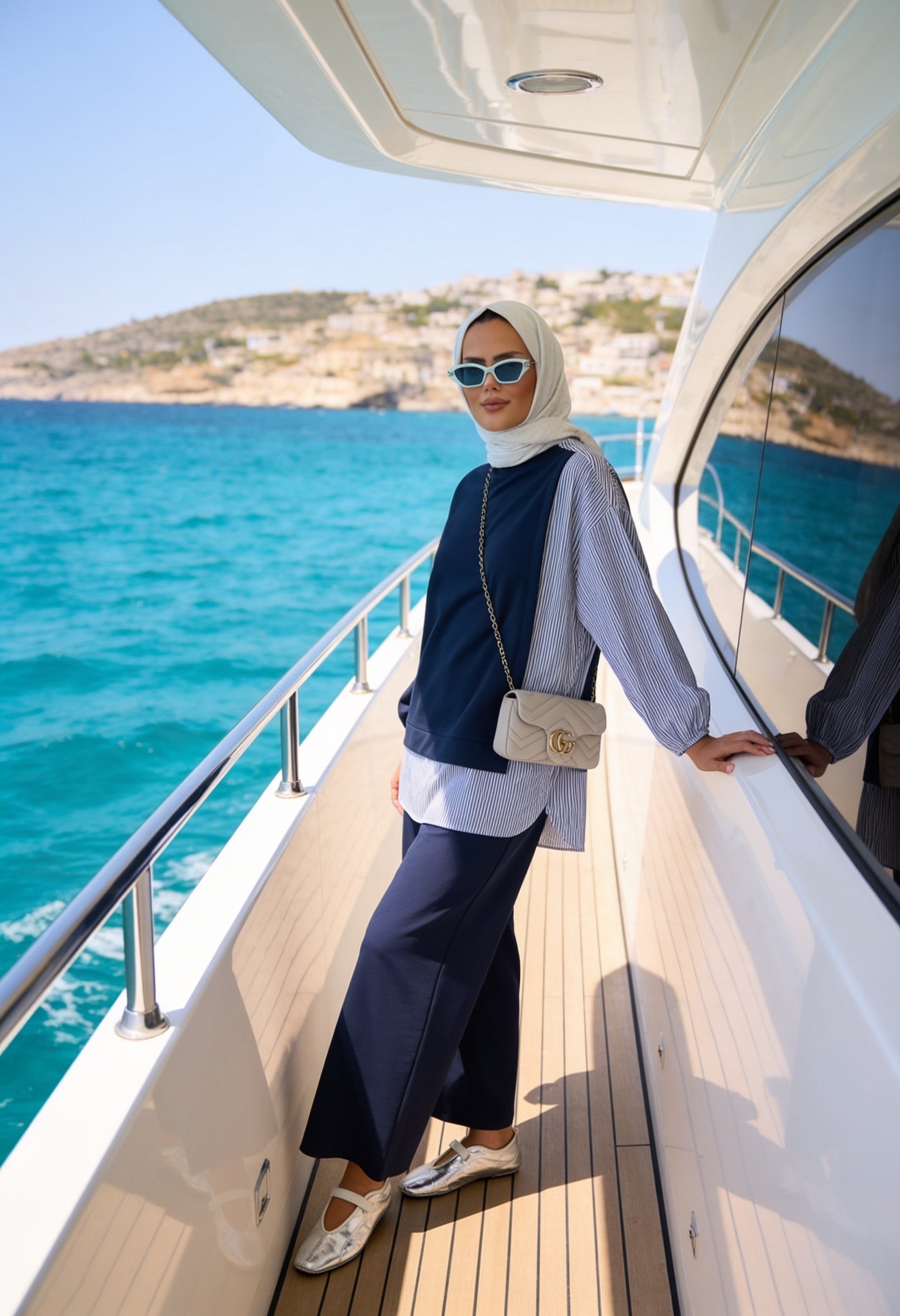 Kadın Tesettür Takım Line İkili Takım Gömlek Lacivert