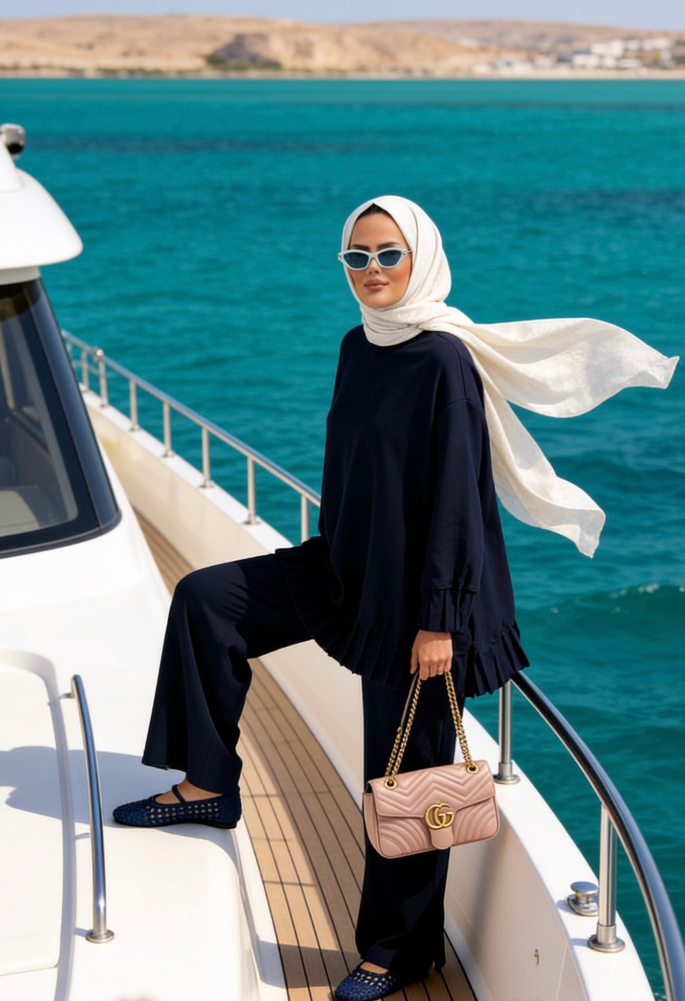 Alisa Pileli Premium Modal  Kumaş Tesettür İkili Takım– Lacivert
