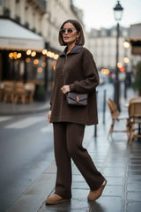 Oslo Comfort Set – Thessaloniki Fabric Two-Piece Modest Wear Set Light Brown