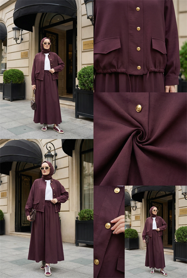 Aurelia Gold Tensel Set- Etekli Takım – Bordo