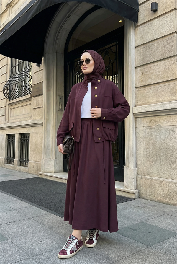 Aurelia Gold Tensel Set- Etekli Takım – Bordo