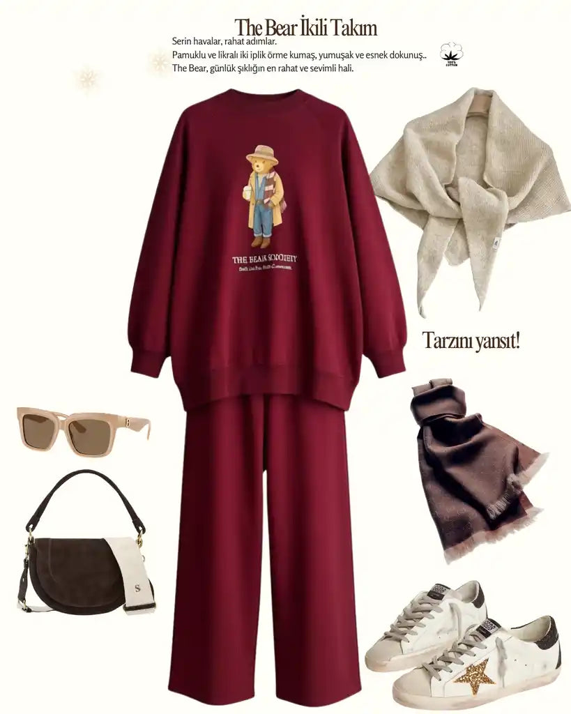 The Bear Sea Comfort Set  Takım Bordo