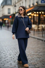 Oslo Comfort Set – Thessaloniki Fabric Two-Piece Modest Wear Outfit Navy Blue