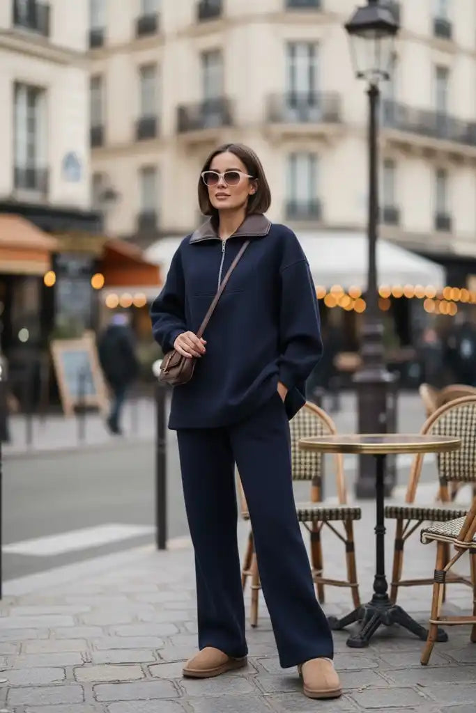 Oslo Comfort Set – Thessaloniki Fabric Two-Piece Modest Wear Outfit Navy Blue